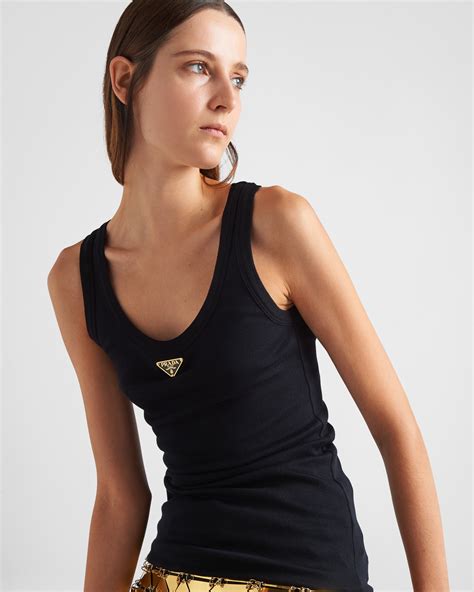 prada tank top women|prada nylon off shoulder top.